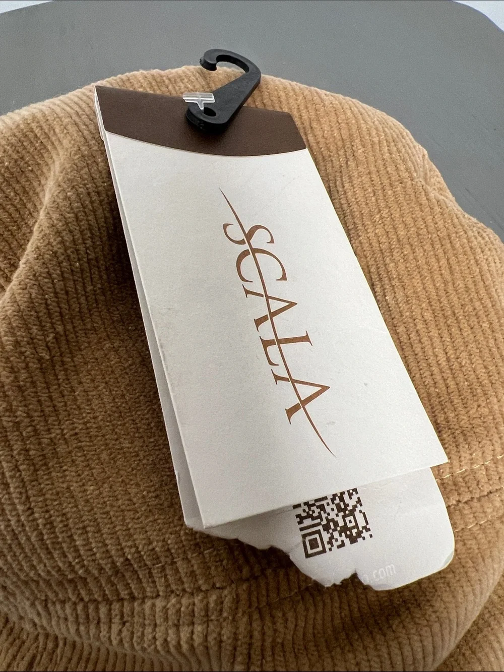 Scala Corduroy Earflap Cap in Tan with Cream Shearling